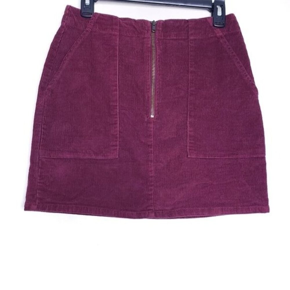 Wild Fable Burgundy Corduroy Zip Up Front Mini Skirt Women's Size 6